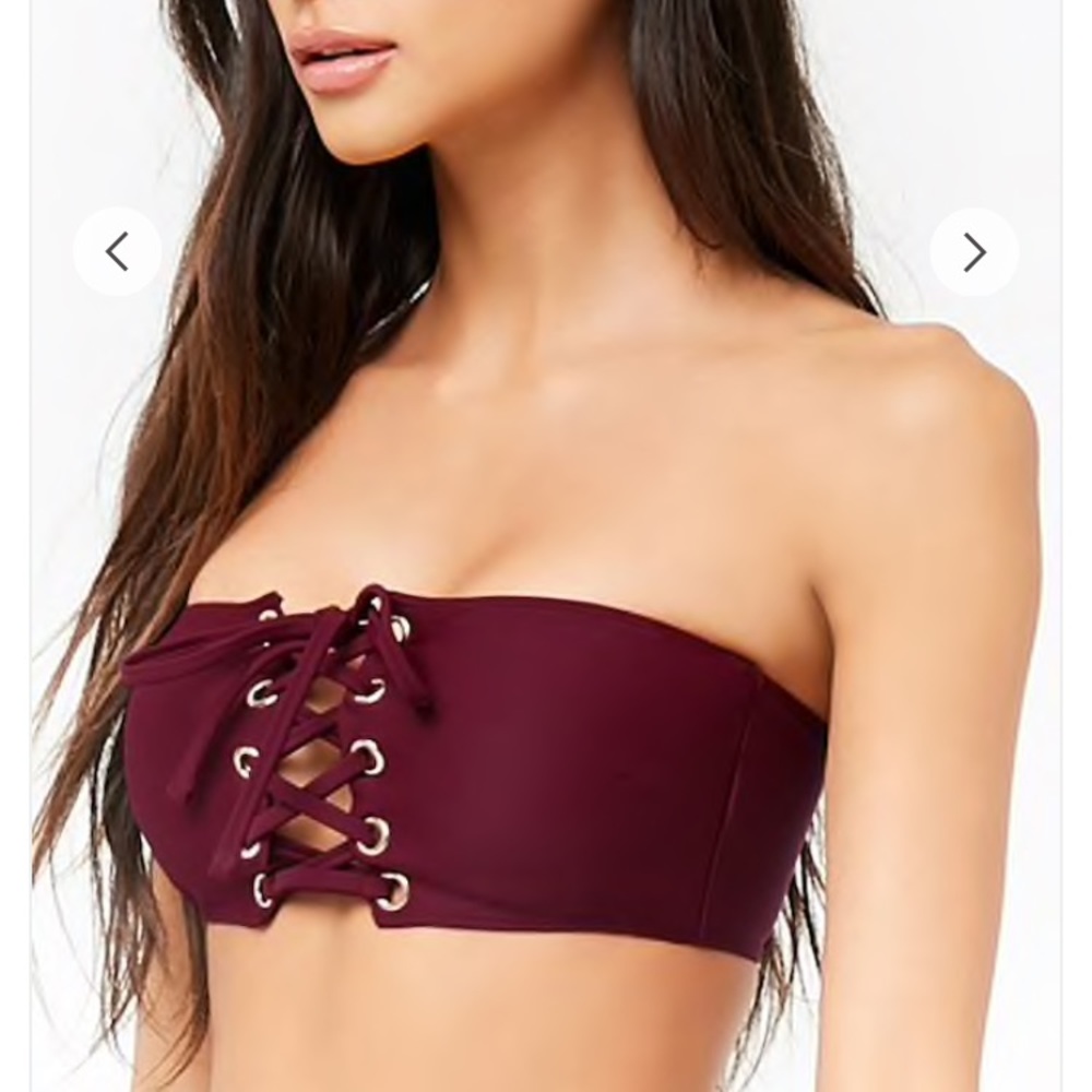 Lace up bandeau bathing suit top